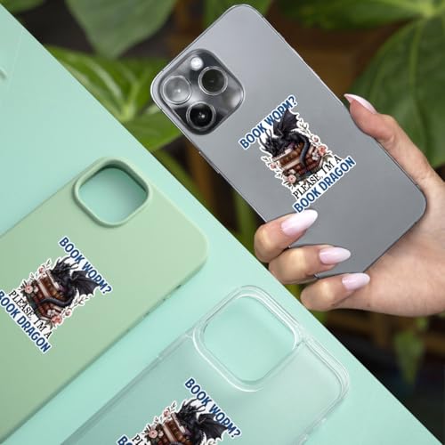 Image of (3PCs) Bookworm Please I Am A Book Dragon Sticker, Fantasy Books Stickers for Kindle Adult, Bookworm Stickers, Books Lover Gifts for Laptop Water Bottle Phone Car Helmet 3 inch (Normal, 3in)