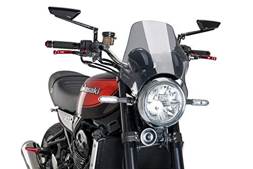 Saute-vent court Puig 21347H pour phare rond de moto en polycarbonate fumé