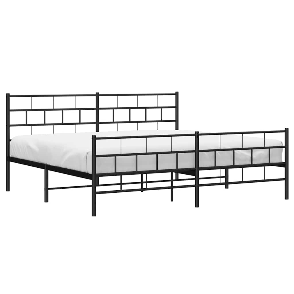 vidaXL Bettgestell Metall Bettgestell mit Kopf- und Fußteil Schwarz 183x213 cm