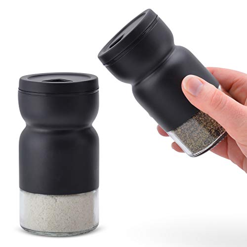 Home EC Premium Salt and Pepper Shakers with Adjustable Pour Holes - Elegant Stainless Steel Salt and Pepper Dispenser - Perfect for Himalayan Kosher and Sea Salts - Spices WCollapsible FunnelEbook