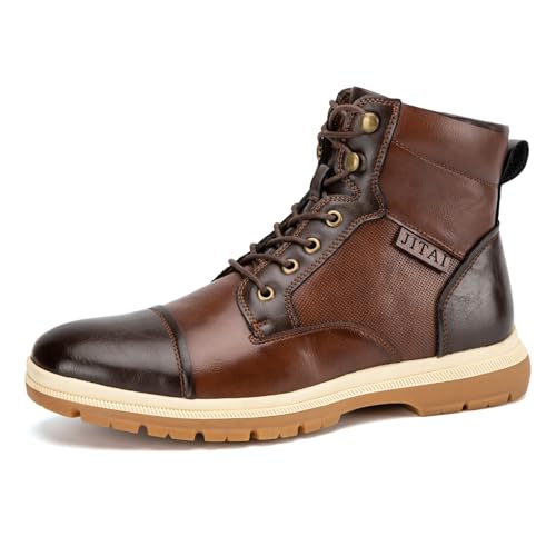 JITAI Men's Dress Oxfords Lace-Up Boots, Comfortable Casual Hiking Winter Work Shoes with Rubber Sole