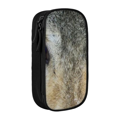 Autunno Bella Pencase Carino Astucci Matite Astuccio Scomparti Estetico per Ufficio Forniture Organizer 3 Colori Lupo Occhi Taglia unica con zip blu