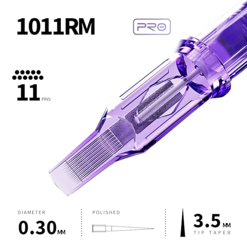 Image of Mast Pro Cartridge Tattoo Needles 1011RM Disposable 20Pcs of One Box Standard Size Bugpin 11 Curved Magnum