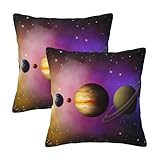 TZTTZT Juego de 2 fundas de almohada decorativas de planetas y estrellas, 12 x 12 pulgadas, fundas de cojín decorativas suaves para sofá, cama, sala de estar, casa de campo