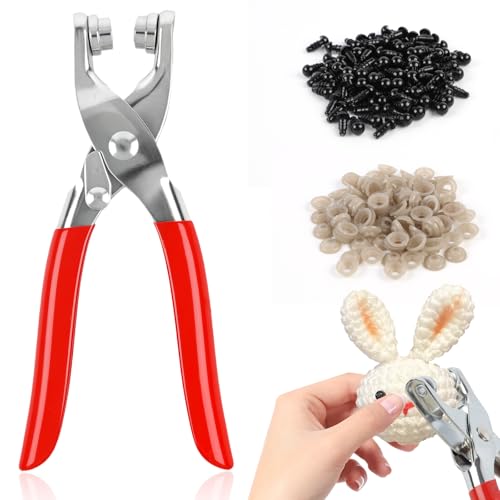 YCQDDA Metal Safety Eye Tool with 1006mm & 1008mm Safety Eyes Auxiliary Tool for Amigurumi Crochet Tools for Attaching Crochet Safety Eyes Fits 15 mm Shaft Diameter