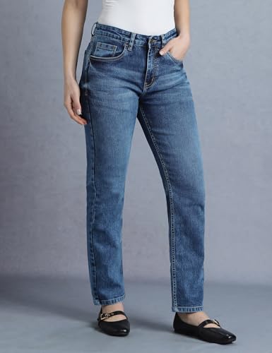 Image of INKD Women's Slim Fit Jeans - Mid-Rise | Cotton Blend | Stretchable Fabric | Classic 5 Pocket Styling | Jeans for Women (Available in Plus Sizes)
