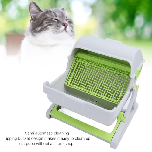 Zunate Caja de para Gatos Autolimpiante, Semiautomática, Plástico PP, Fácil Montaje, Estilo Cubo Basculante, Caja de para Gatos Grande para Gatos de Interior - Imagen 4