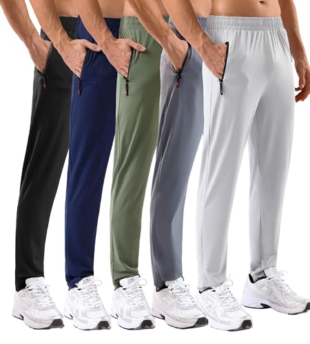 5 Pack Men's Sweatpants with Zipper Pockets Stretch...