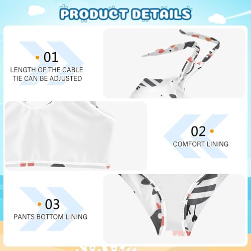 Girls' Bikini Set, Cute Chickens Black Kids Swimsuit 2 Pcs Beach Bathing Suit3