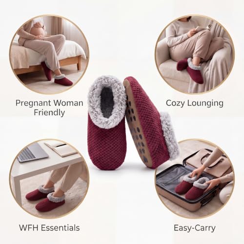Image of The Metluks Womens Slippers Indoor Soft Sole Slipper Socks | Fuzzy sherpa lining, warm winter comfort, non slip grippers, flexible feel, washable, cozy home wear