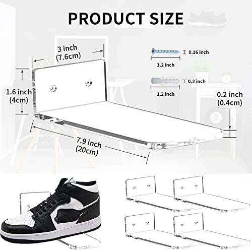 Merkaunis Floating Shoe Display Shelves Wall Mount Set Of 6,Clear Acrylic Floating Sneaker Shelves,Wall Shoe Shelves,Floating Shoe Display,Shoe Display Shelf,For Bedroom, Hallways,Sneaker Collections #TOP1