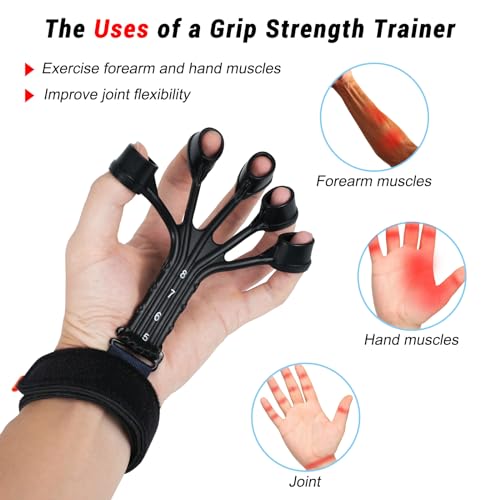 Grip Strength Trainer,Gripster, 4 Pcs Hand Gripper Strengthener, 8-Gear Strength Adjustment, Used to Exercise Finger Strength, Flexibility and Physical Recovery of Hands.