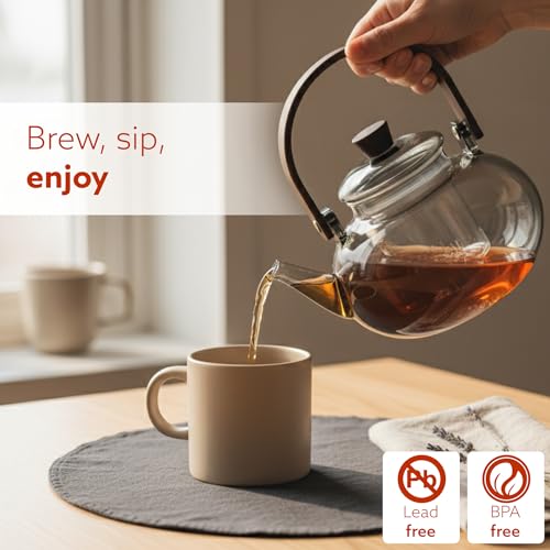 Image of AGARO Adore Borosilicate Glass Kettle 900ml, Heat Resistant, Durable Clear Glass, Stovetop & Microwave Safe, Ideal for Tea, Coffee, Water & Hot Beverages