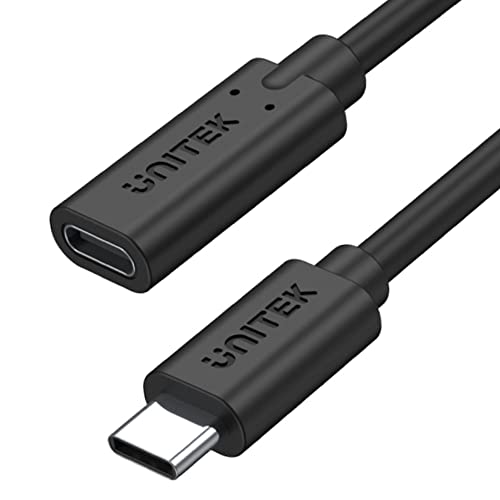UNITEK C14086BK-1,5M | Full-Featured USB-C Verlängerungskabel mit 4K@60Hz, 100W Power Delivery und 10Gbps Daten (USB 3.2 Gen2)| Länge: 1,5 M | Farbe schwarz