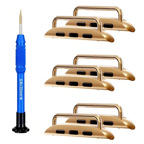 Watch Band Connectors Adapter for Apple Watch for iWatch Ultra (49mm) / Series 10 42mm 46mm 9 8 7 (41mm 45mm) Series 6 5 4 SE (44mm 40mm) Series 3 2 1 (42mm 38mm) Straps B-Rose Gold (3 Pack)