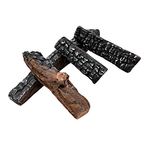 Skyflame Gas Fireplace Logs - 4 Small Pcs Ceramic Wood Logs and Accessories