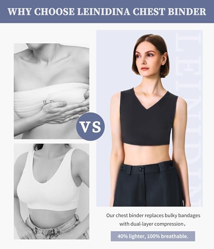 LEINIDINA Chest Binder for Transgender FTM LGBT Elastic Band V Neck Binder Bras for Women Tomboy Tank Top4