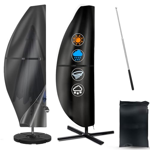 MWZEAUL Funda Parasol Funda Sombrilla Jardín, Funda Parasol Jardin Impermeable Tela Oxford 420D, Anti Viento, Anti UV, Funda Protectora, Funda para Sombrilla Colgante Playa Exterior, para Ø 2 - 3,5m