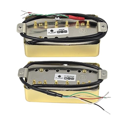 FLEOR Humbucker Double Coil Pickups Neck and Bridge Pickup Ceramic Magnet Compatible with LP Style Electric Guitar for Guitar Parts Replacement Gold - Image 4
