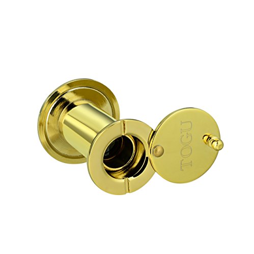 Image of TOGU TG2814YG-PVD Gold UL Listed Solid Brass HD Glass Lens 220-degree Door Viewer Peephole with Heavy Duty Privacy Cover for 1-3 /8 inch to 2-1 /6 inch Doors, PVD Gold Finish