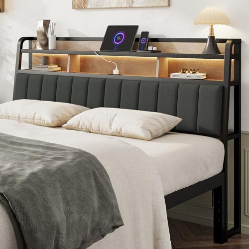Lefurture King Headboard Only with Storage, Upholstered...