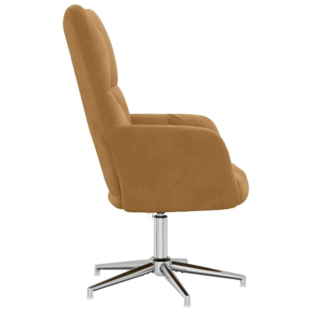 Elegante sillón de relax marrón de terciopelo, giratorio 360°, para salón, dormitorio y oficina, sillón moderno con estructura de acero, gran comodidad