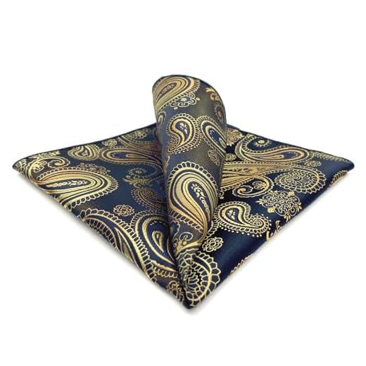 Shlax&Wing Hombre Pañuelo De Bolsillo Para Seda Clásico Azul Dorado Cachemir 32cm