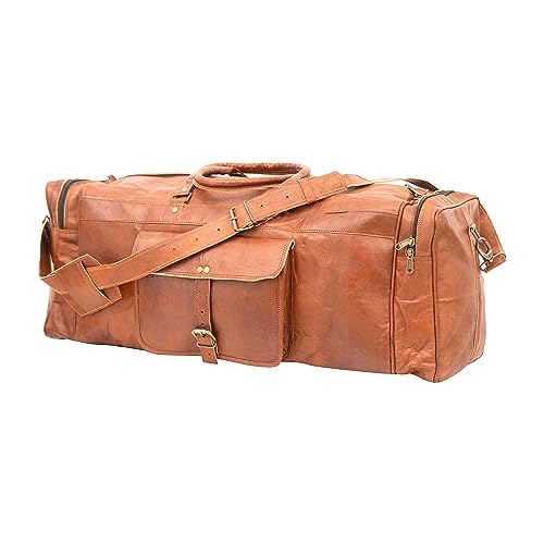 Shy Shy Let's Touch The Sky leather duffle bag large 24-inch travel duffle overnight weekender leather bag for men and women3