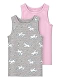 Name It Fille Nmftank Top 2p Grey Melange Unicorn Noos Tricot, Grey Melange, 104 EU