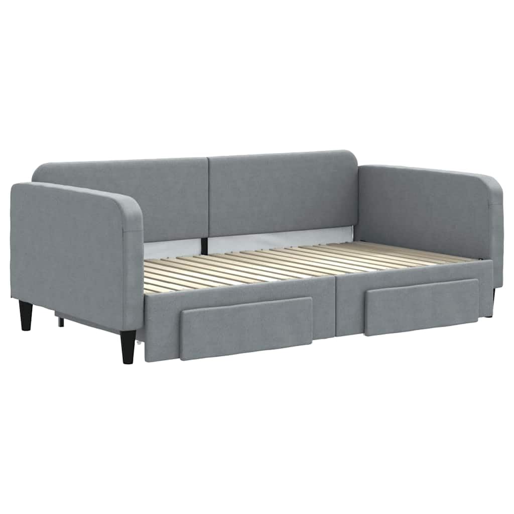 Divano letto nido con cassetti, grigio chiaro, 100 x 190 cm