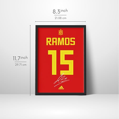 Image of POSTERNET Football Jersey Frame Wall Art | Inspired Red No.15 Football Poster with Black Frame | Sports Room Decor for Bedroom, Living Room, Office | Premium Printed Wall Hanging Frame 8.3 x 11.7 Inch