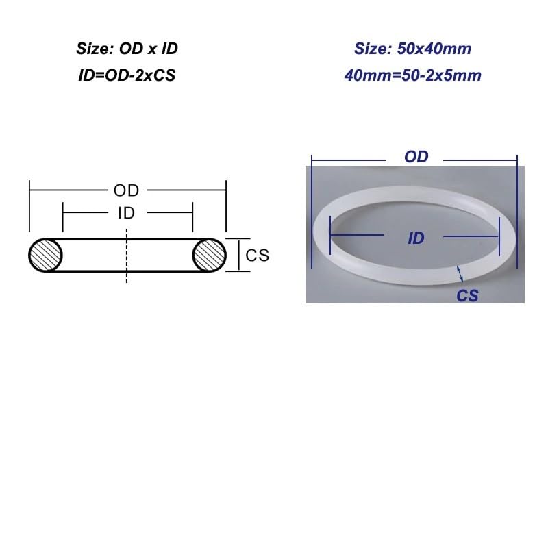 50 arandelas VMQ de junta tórica CS de 3 mm de goma(OD 48mm)