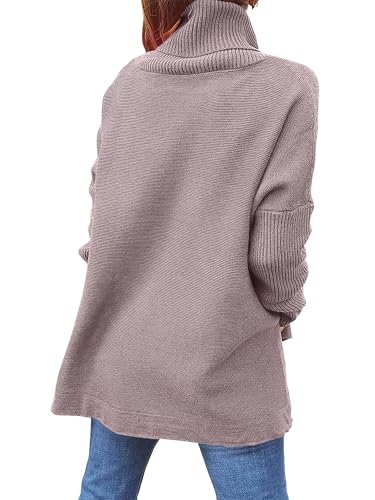 ANRABESS Womens Turtleneck Oversized Sweaters Fall Outfits,Almond,M - image 9