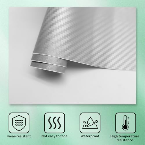 Image of Compatible with Carbon Fiber Vinyl Wrap 11.8 inch x 4 inch Chevy Bowtie Emblem Wrap Kit with Spatula and Cutter 3 Pcs Universal Logo Overlay Silver