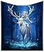 Produktbild Nemesis Now Anne Stokes Überwurfdecke, Motiv: Wald, Elfen, Königin, Hirsch, blau, 160 cm