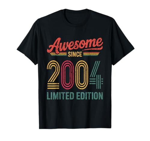 Vintage Awesome Since 2004 21th Birthday 21 Years Old T-Shirt