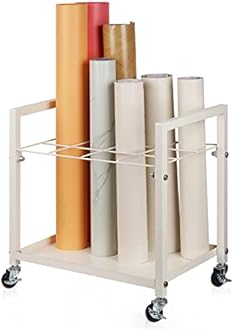 Blueprint Storage Rack and Holder - Metal Cart With Wheels, 12 Slots Roll File Holder for Home, Office, School - Poster and Architectural Storage (White)