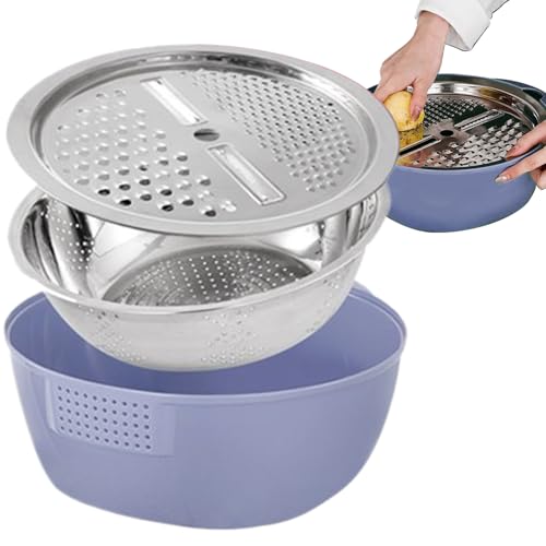 Cuenco Colador Acero Inoxidable,Bol Para Cortar Alimentos Preparación Cocina | Escurridor Antioxidante Cocina | Preparacion De Alimentos Y Hogar