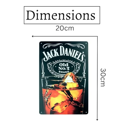 Image of Decorative Retro Metal Signs Wall Plate - 12x8 Inch (Jack Danial Glass) | Weatherproof Vintage Metal Sign Plate for Cafe, Home, Bar, Garage | Decorative Wall Hanging Sign Board