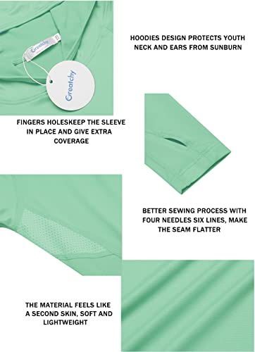 Greatchy Sweatshirt For Girls Lightweight Rashguard Moisture Wicking Quick Dry Hoodies Tennis Golf Running Yoga T-Shirts With Thumb Hole Green #TOP2