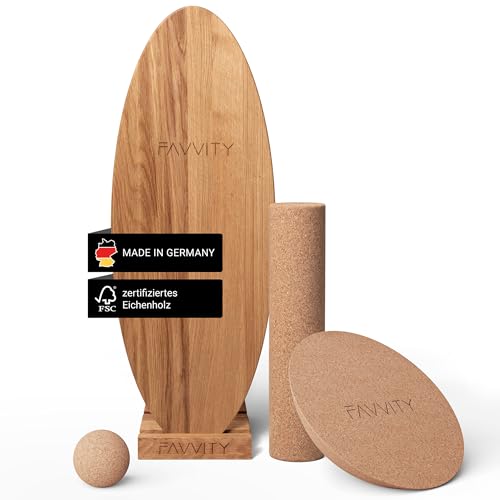 Balance Board aus Eichenholz [Handgefertigt in Deutschland] FSC-zertifizierter Gleichgewichtstrainer...