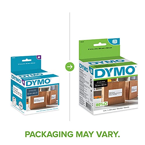 DYMO LW Shipping Labels for LabelWriter Label Printers, 2-1/8" x 4" (54 x 104 mm) Stickers, Black Print, White Label Maker Tape, 1 Roll of 220 image 1