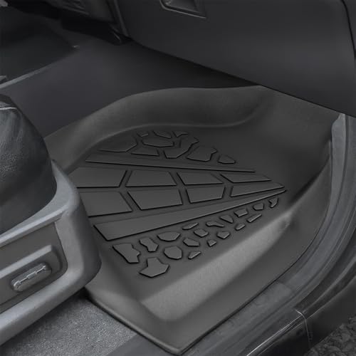 Image of KARPAL Floor Mats for 1999-2007 Ford F250 / F350 / F450 Super Duty Crew Cab Carpet Floor, Custom Fit TPE All Weather Ford F250 Accessories 1st & 2nd Floor Liner