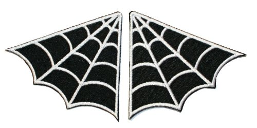 SpiderWeb Spider Web Collar Punk Gothic Iron On Patches B/W