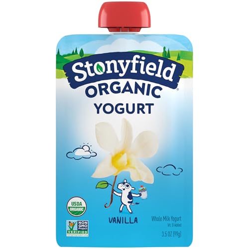Stonyfield Organic Kids Vanilla Whole Milk Yogurt Pouch,...