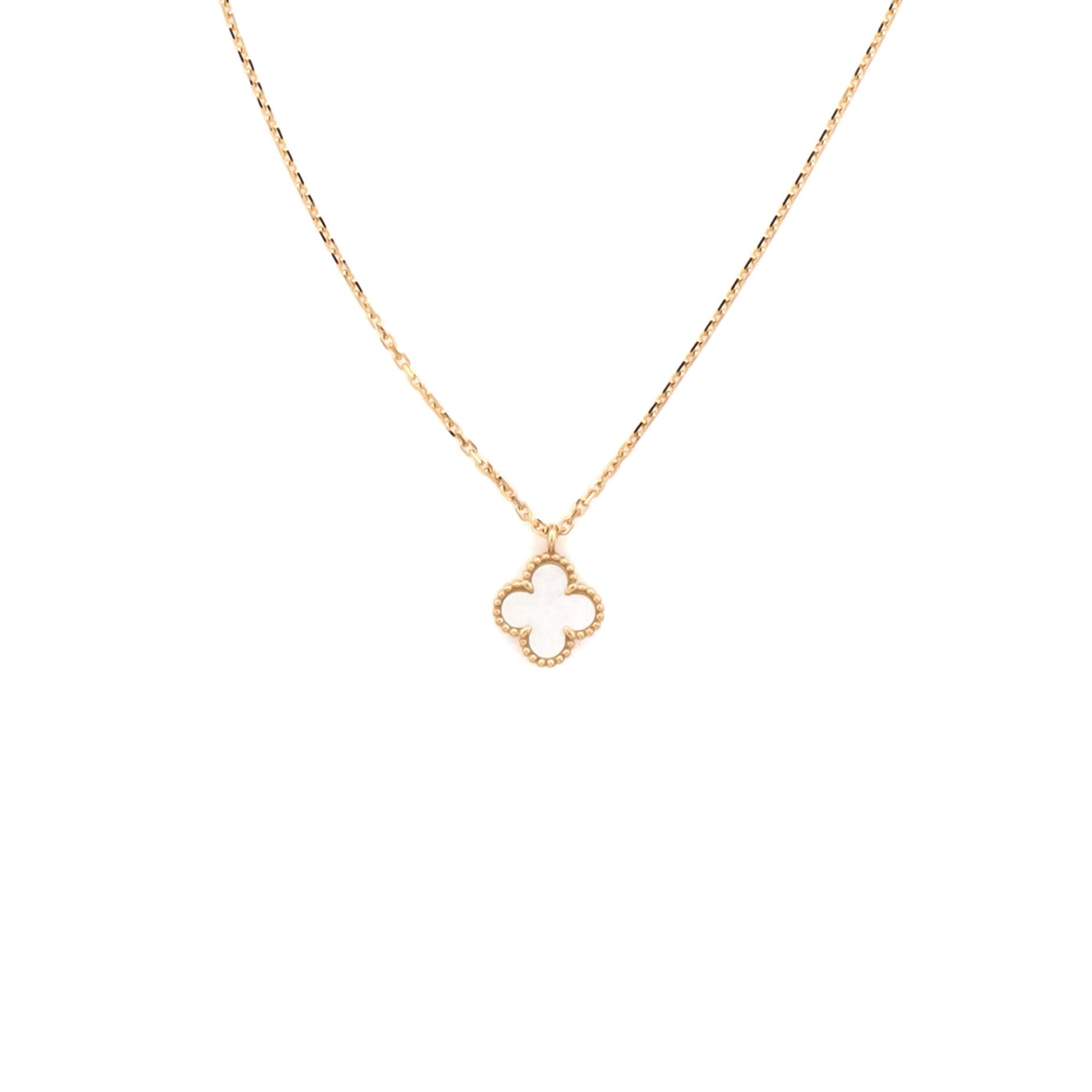 Van Cleef & Arpels Pre-Loved Sweet Alhambra Pendant Necklace 18K Yellow Gold and Mother of Pearl, Yellow Gold