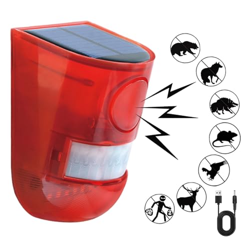 ChunHee Solar Sound & Light Alarm Outdoor Motion Sensor 129db Siren Sound Alert & 6LEDs Flash Warning Security Alarm System for Farm,Villa,Home,Yard,Barn