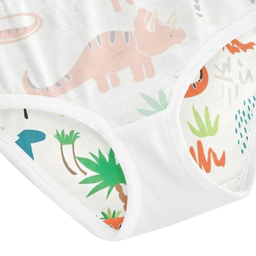 Toddler Panties, Cute Dinosaurs Colorful White Girls Underwear Cotton, 2T–8 Years4