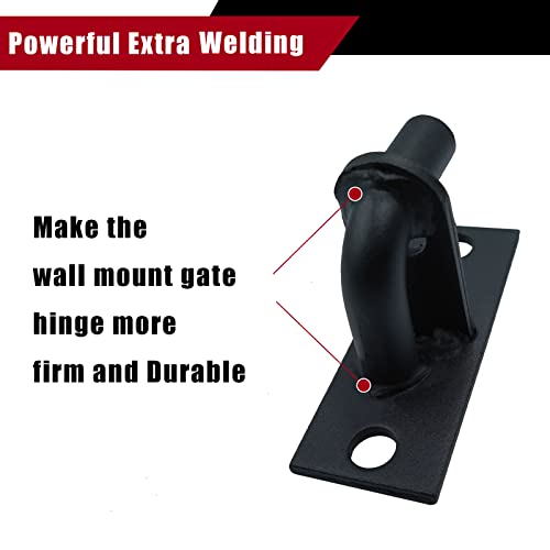 Image of 2 Pack Wall Mount Gate Hinges, Heavy Duty Chain Link Fence Gate Hinges with 5 /8 Hinge Pin for Fences & Farm Gates (Screws Not Included), Black