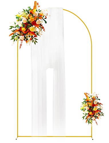 Image of Putros Wedding Arch Stand Gold 8FT Metal Balloon Arched Backdrop Stand for Wedding Ceremony Birthday Party Bridal Baby Shower Decoration
